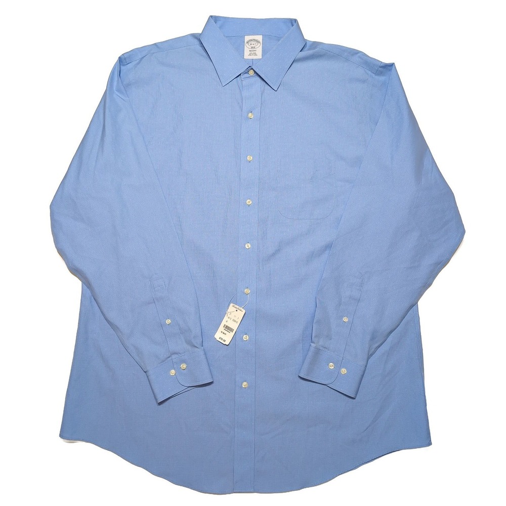BROOKS BROTHERS Regent Long Sleeve Dress Shirt Blue 18 36/37 ~ New